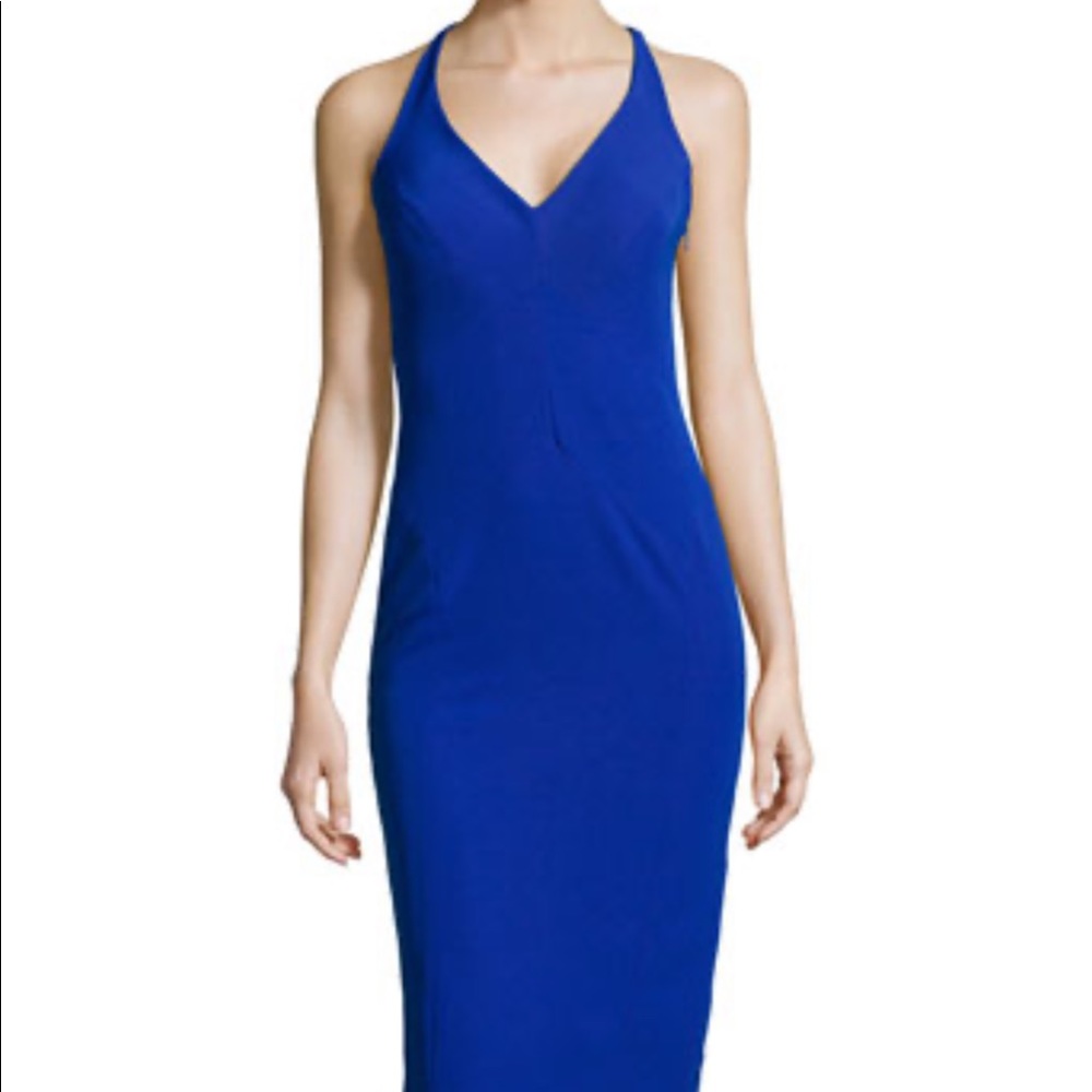 Milly Cady Stretch Angular Midi Dress in Cobalt